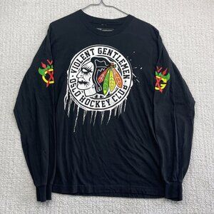 Y2K  Violent Gentlemen Blackhawks Goth Punk Black Hockey Long sleeve Men Small